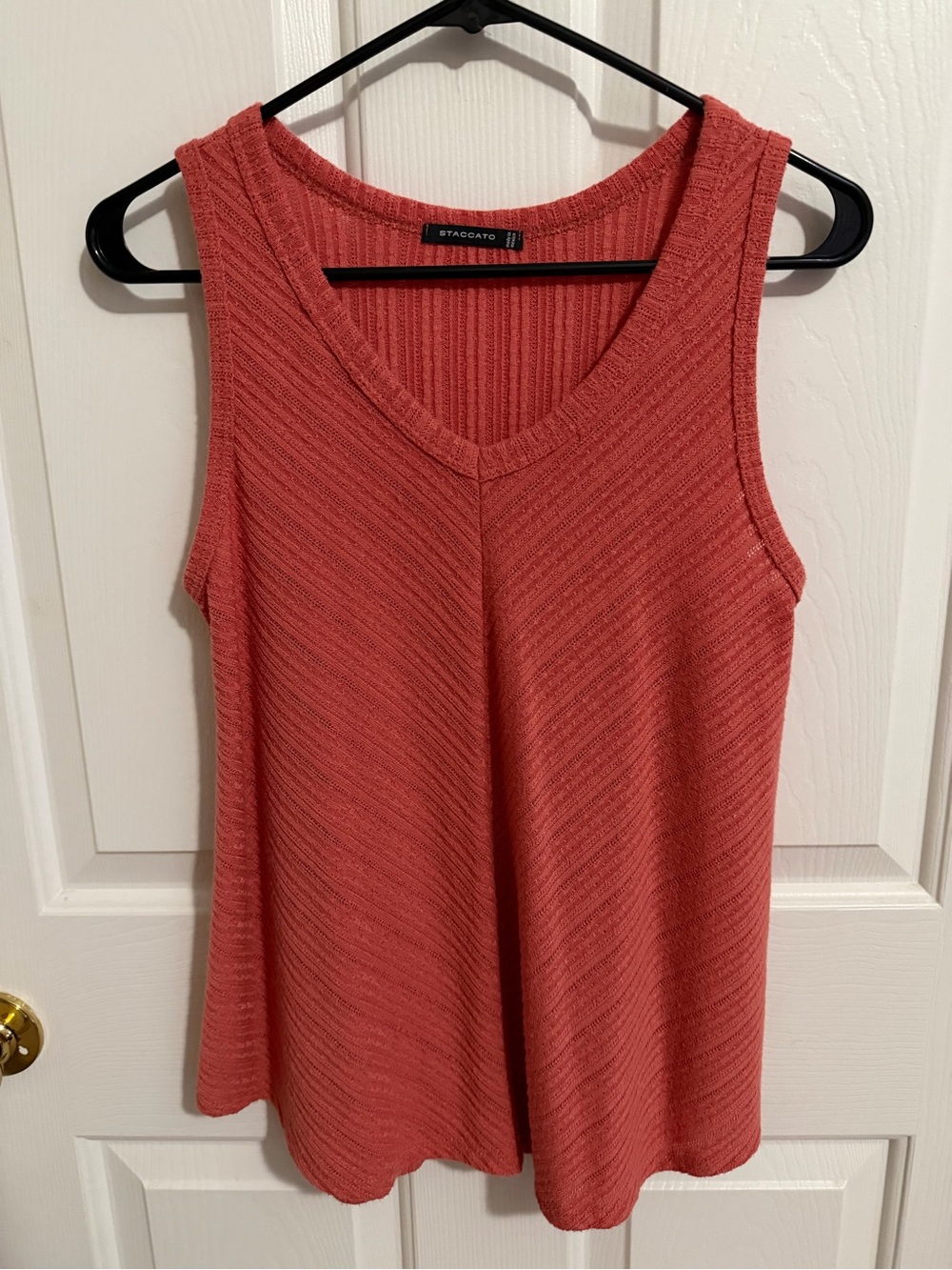 Staccato Coral Ribbed V-Neck Tank Top